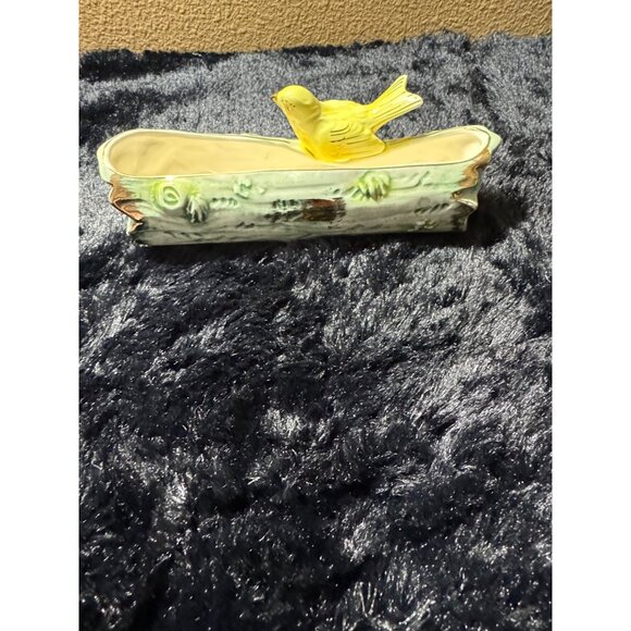 Vintage Ucagco Yellow Bird Planter With Yellow Bird & Tree Log Design - Picture 2 of 7